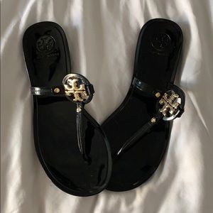 Black Tori Burch mini miller jelly sandals